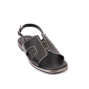 PHIL GATIÈR by REPO 71243a Black Leather Slingbacks Sandals